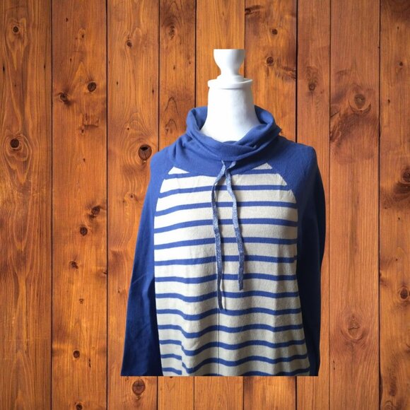 ST. JOHN'S BAY WOMEN'S MEDIUM LONG SLEEVE COWL NECK SWEATER PULLOVER STRIPED - Picture 2 of 5